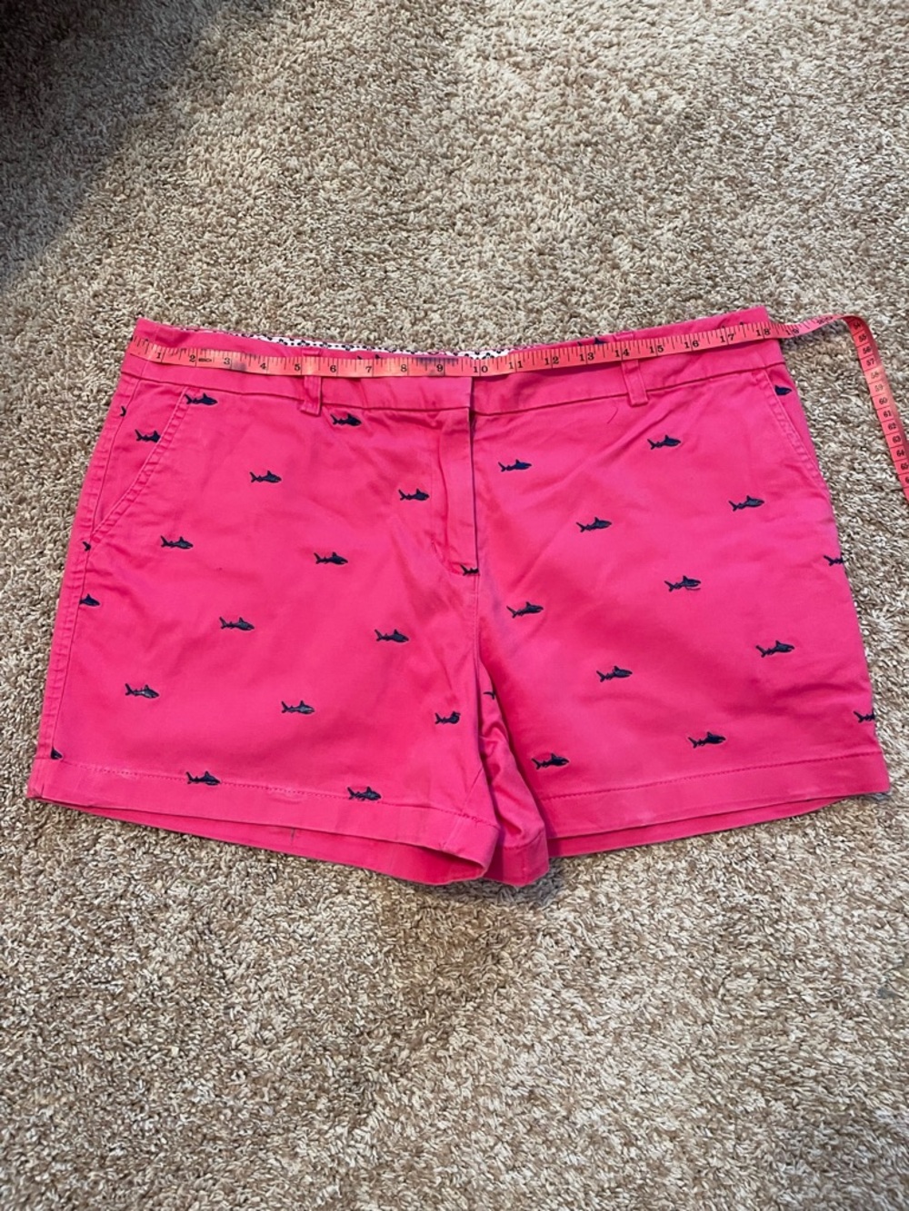 Cambridge Dry Goods Hot Pink Shorts with Navy Shark Embroidery size 12 EUC